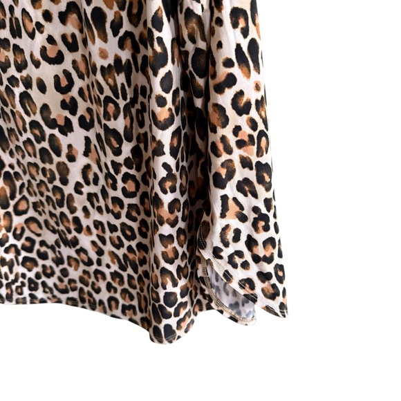The Limited Women’s 3X Leopard Print Ruffle Neck Blouse Brown Beige Black - Picture 8 of 10